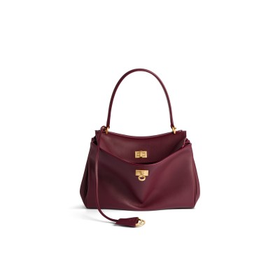 BALENCIAGA WOMEN'S RODEO HANDBAG SMALL IN DARK BURGUNDY 7897792AA4V6034 (28.9*20*9.9cm)